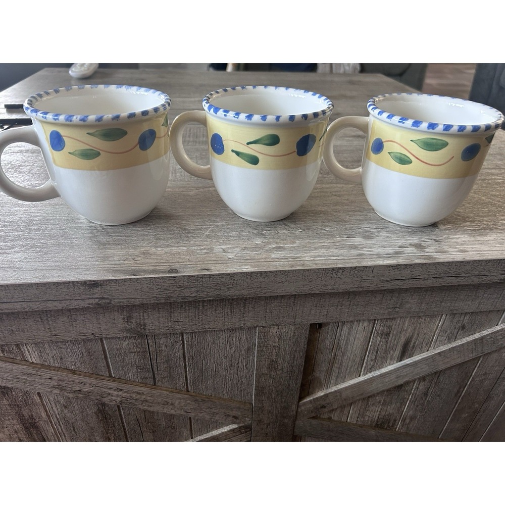 Pier One Palmero Cups Mugs Made In Italy Set Of 3 Replacements
